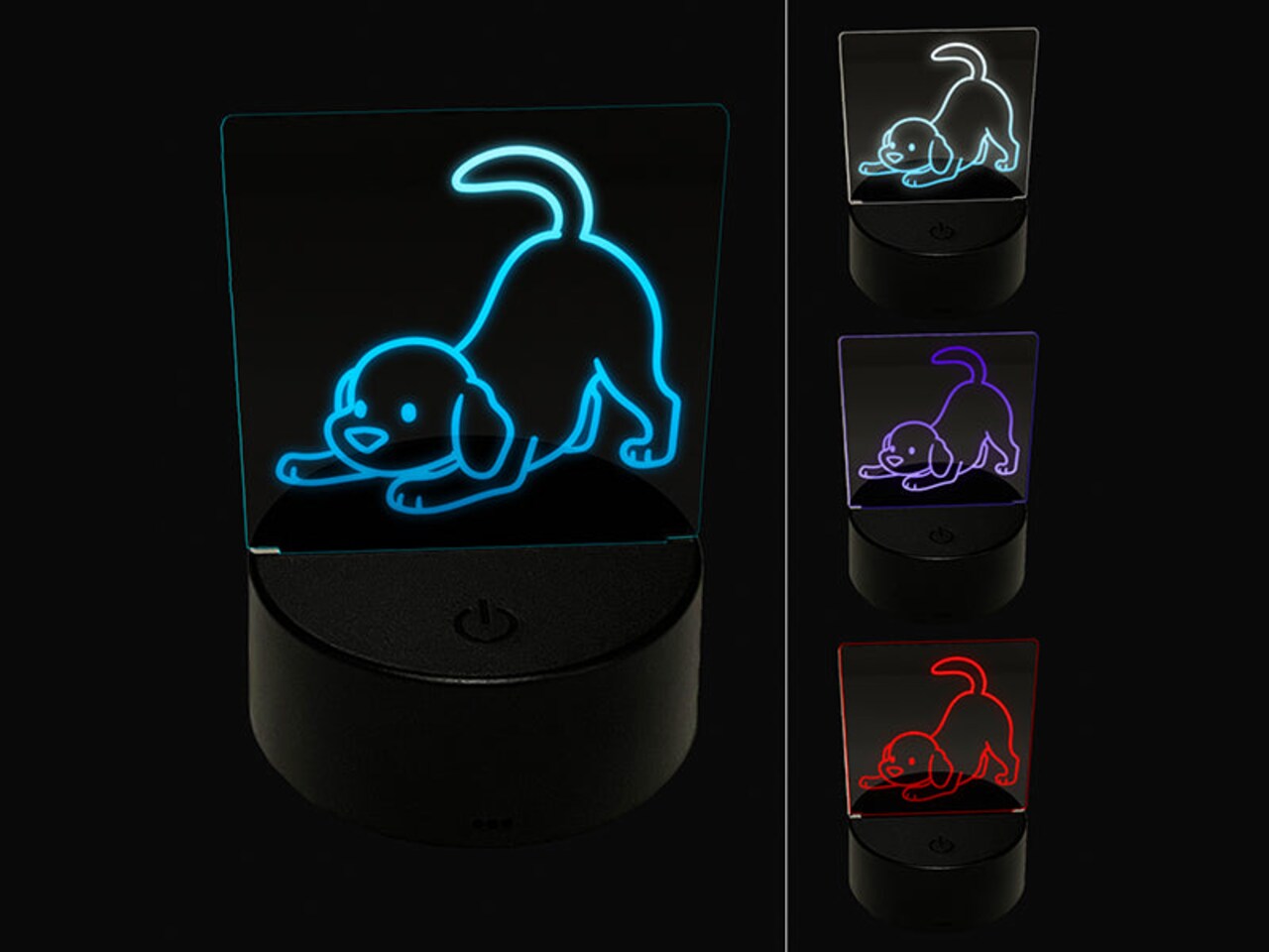 Labrador Retriever Play Bow Dog 3D Illusion LED Night Light Sign Nightstand Desk Lamp